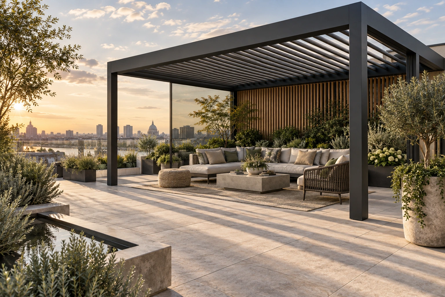 AI architectural concept for the RISE pergola collection